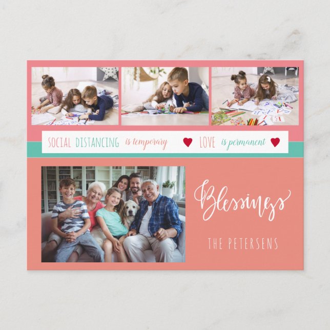 Cartão Postal Mensagem de amor da família da foto para ficar em  (Frente)