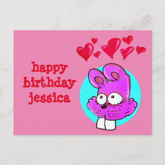 Cartão Postal mensagem de aniversário feliz do coelho animado en