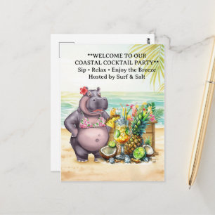 Cartão Postal Mensagem de boas-vindas da Festa de Cocktail HIPPO
