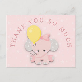 Cartão Postal Mensagem de endereço de elefante rosa-claro Obriga
