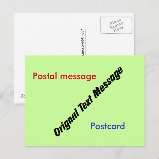 Cartão postal - Mensagem de texto original (Frente/Verso)