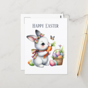 Cartão Postal Mensagem do coelho da Páscoa com aquarela fina