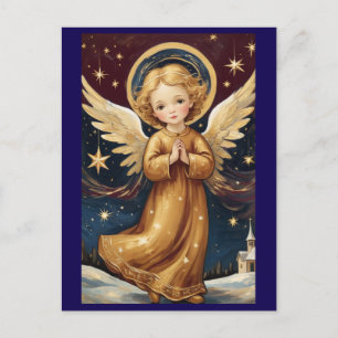 Cartão Postal Mensagem Personalizada Angel de Natais vintages Co