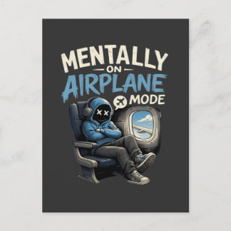 Cartão Postal Mentally On Airplane Mode Shirt Funny Anime boy