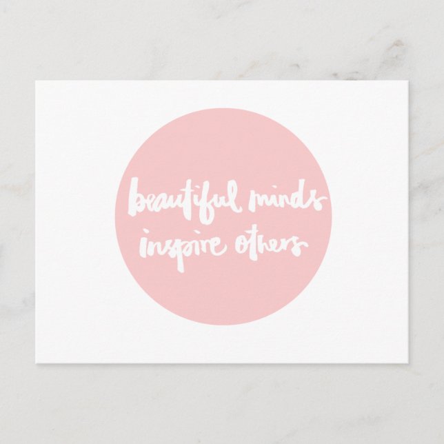 Cartão Postal Mentes bonitas inspiram citação inspiradora do pes (Frente)