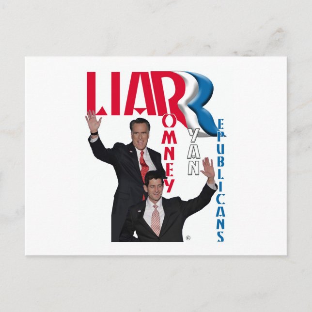 Cartão Postal Mentiroso - Mitt Romney e Paul Ryan (Frente)