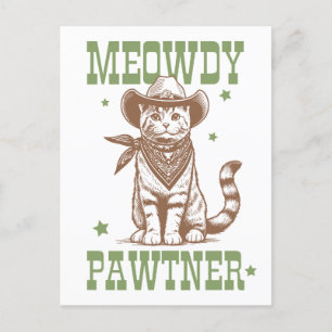 Cartão Postal Meowdy Pawtner Cowboy Cat