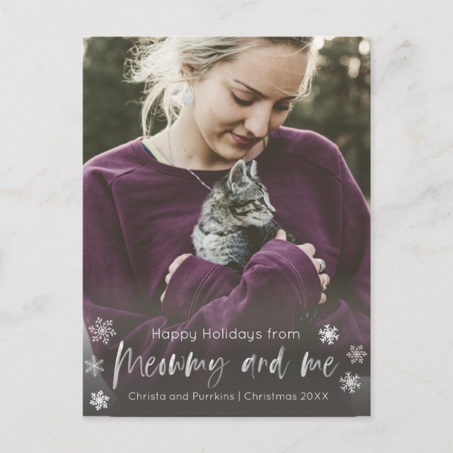 Cartão Postal Meowmy E Eu Cat Mãe Feriado De Sobreposição De Fot (Frente)