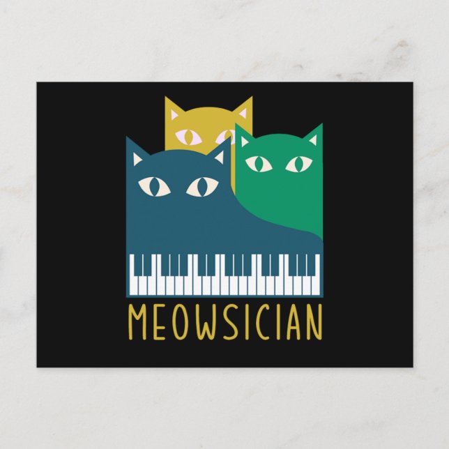 Cartão Postal Meowsician Piano Keyboard Cat Kitten Lover Gift (Frente)