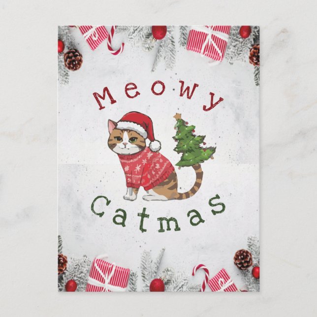 Cartão Postal Meowy Catmas - Christmas cards - postcards (Frente)