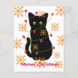 Cartão Postal Meowy Christmas | amante de gatos | gato preto