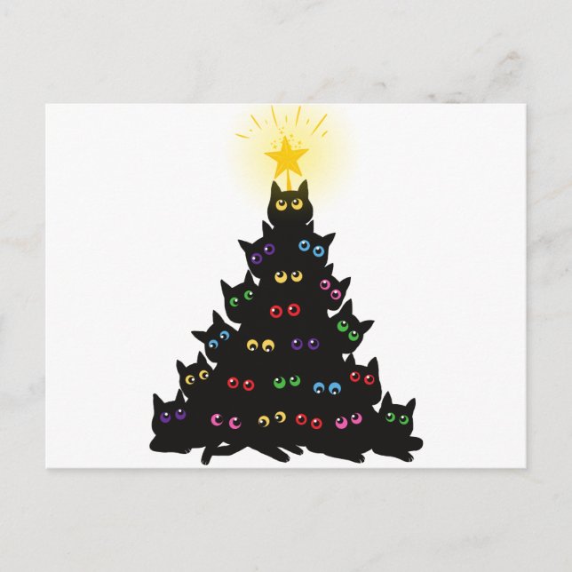 Cartão Postal Meowy Christmas Cat Christmas Tree (Frente)