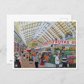 Cartão Postal Mercado Central de Valencia - Pintura de Alfred Fo