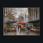 Cartão Postal Mercado da Flor em La Madeleine<br><div class="desc">Impressionismo postado - pintura de paisagem urbana por Edouard Cortes.</div>