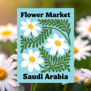 Cartão Postal Mercado de Flores da Arábia Saudita Margarida Bran