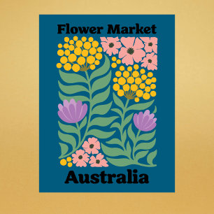 Cartão Postal Mercado de Flores da Austrália Acácia Dourada Flor