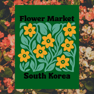 Cartão Postal Mercado de Flores da Coreia do Sul Flora Amarela F