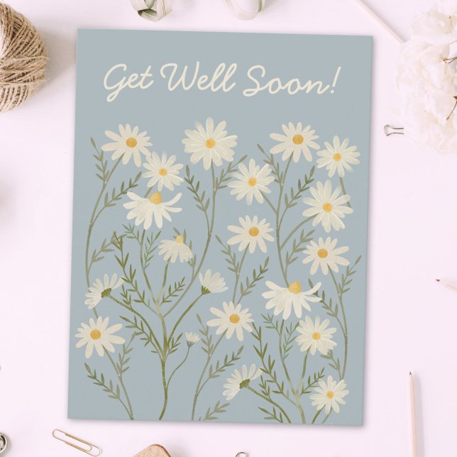 Cartão Postal Mercado de Flores de Margarida Branca Floral (Close up)