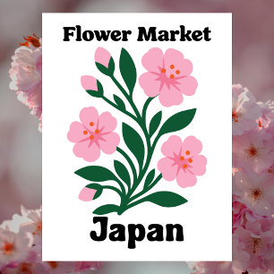 Cartão Postal Mercado de Flores do Japão - Cerejeira Rosa