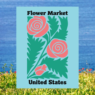 Cartão Postal Mercado de Flores dos Estados Unidos Rosa Floral