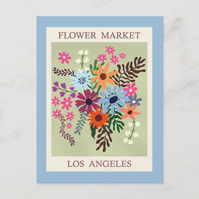 Cartão Postal Mercado de Flores, Los Angeles, (Frente)