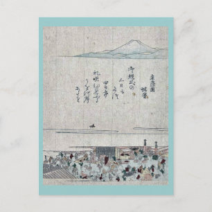 Cartão Postal Mercado de peixe em Nihonbashi Ukiyoe