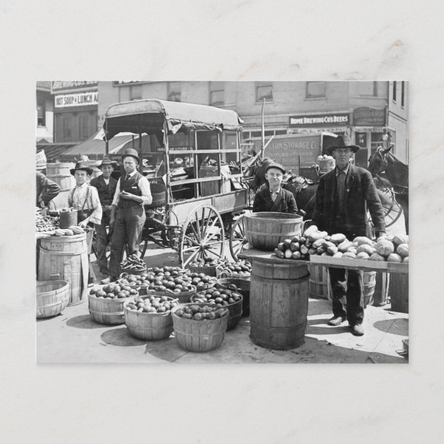 Cartão Postal Mercado de Vegetais de Indianapolis, 1908 (Frente)