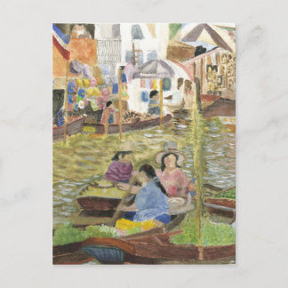 Cartão Postal Mercado flutuante Bangkok