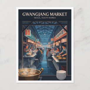 Cartão Postal Mercado Gwangjang Seul Coreia do Sul Viagem