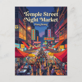 Cartão Postal Mercado Noturno da Temple Street Hong Kong