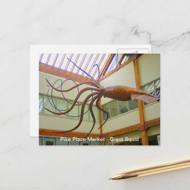 Cartão Postal Mercado Público Pike Place Lula Gigante Seattle, W (Frente/Verso In Situ)