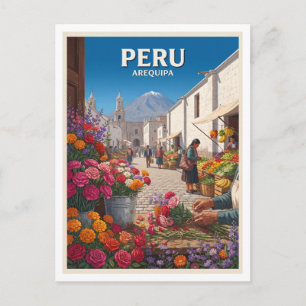 Cartão Postal Mercado Tradicional de Flores e Produtos, Peru
