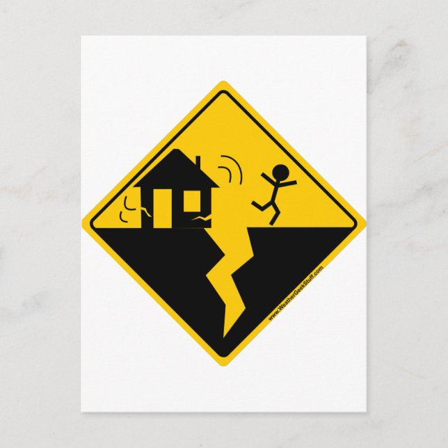 Cartão Postal Merchandise e Vestuário de Alerta Terremoto (Frente)