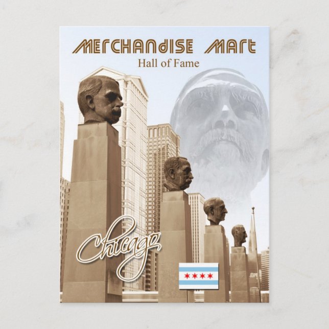 Cartão Postal Merchandise Mart Hall da Fama, Chicago, Illinois (Frente)