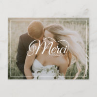 Merci Beaucoup White Script Foto Moderna Casamento