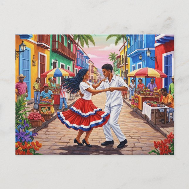 Cartão Postal Merengue Dancers República Dominicana (Frente)