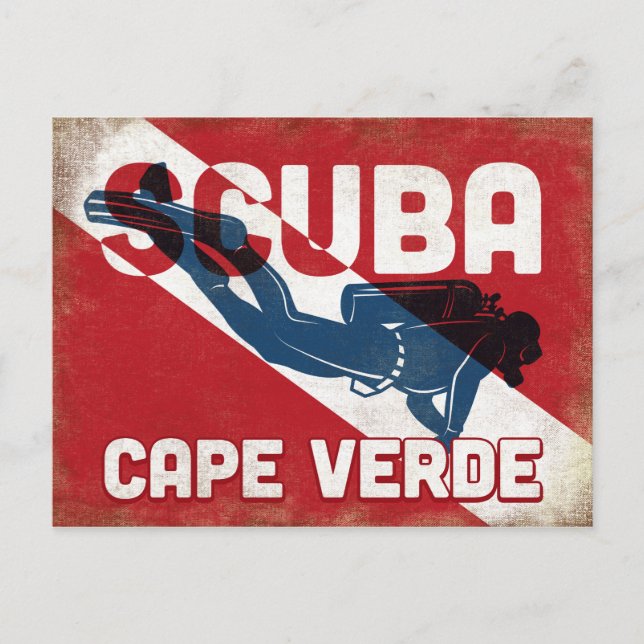 Cartão Postal Mergulhador Cabo Verde - Retrocetro Azul (Frente)