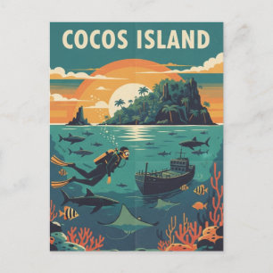 Cartão Postal Mergulhador da Ilha de Cocos