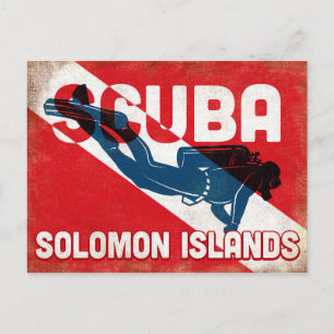 Cartão Postal Mergulhador nas Ilhas Salomão - Verso Azul