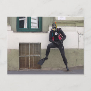 Cartão Postal Mergulhador Seco Scuba