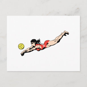 Cartão Postal mergulho de volei jogadora de voleibol feminino