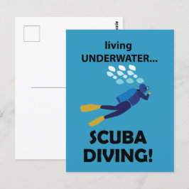 Cartão Postal Mergulho Scuba Vivendo Submarino Scuba