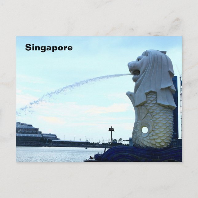 Cartão Postal Merlion em Singapura (Frente)