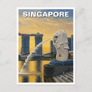 Cartão Postal Merlion Singapura