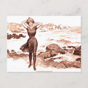 Cartão Postal Mermaid Beach Gibson Girl Victorian Antiguidade