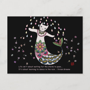 Cartão Postal Mermaid cat