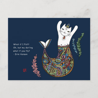 Cartão Postal Mermaid cat