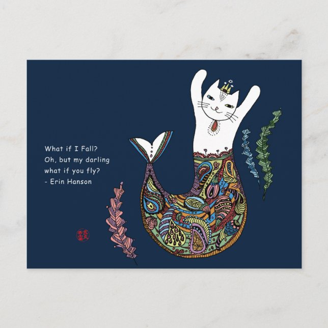 Cartão Postal Mermaid cat (Frente)