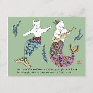 Cartão Postal Mermaid cat