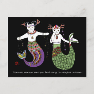 Cartão Postal Mermaid cat